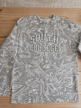 South College Marbled Crewneck Sweater - Gray/White - XL